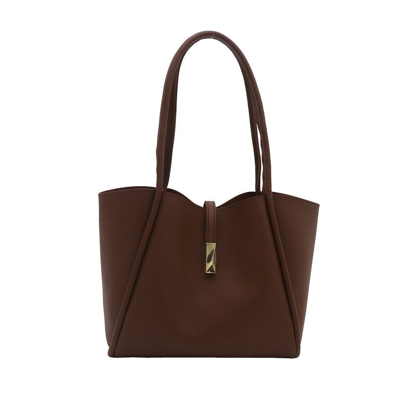Soft leather casual solid color versatile tote bag - zoraflux