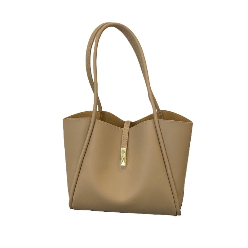 Soft leather casual solid color versatile tote bag - zoraflux