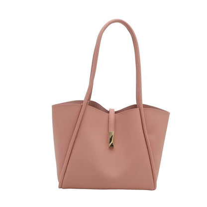 Soft leather casual solid color versatile tote bag - zoraflux