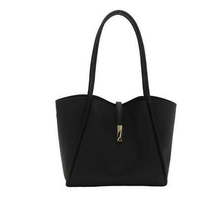 Soft leather casual solid color versatile tote bag - zoraflux
