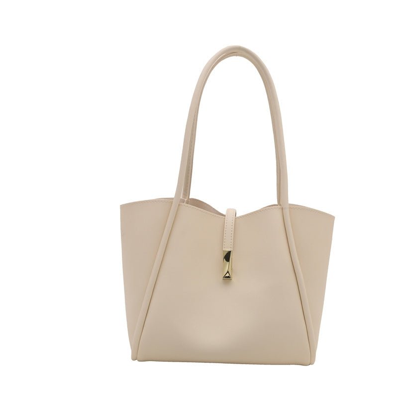 Soft leather casual solid color versatile tote bag - zoraflux