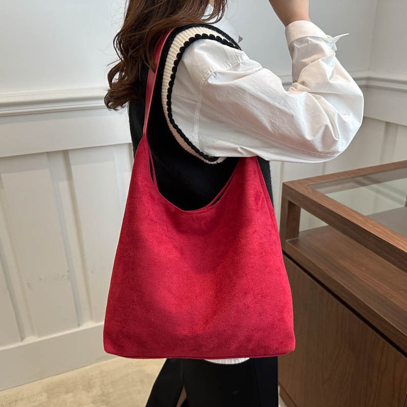 Suede fashionable underarm commuter tote bag - zoraflux