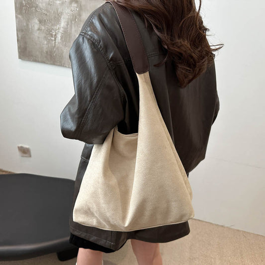 Suede fashionable underarm commuter tote bag - zoraflux