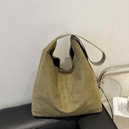 Suede fashionable underarm commuter tote bag - zoraflux