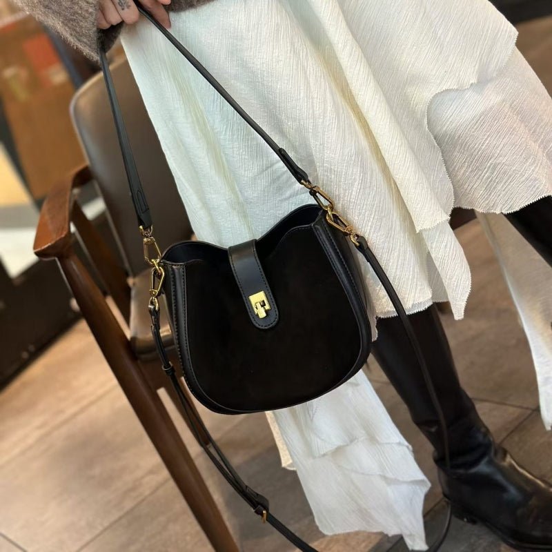 Top - grain cowhide matte soft single - shoulder bag - zoraflux