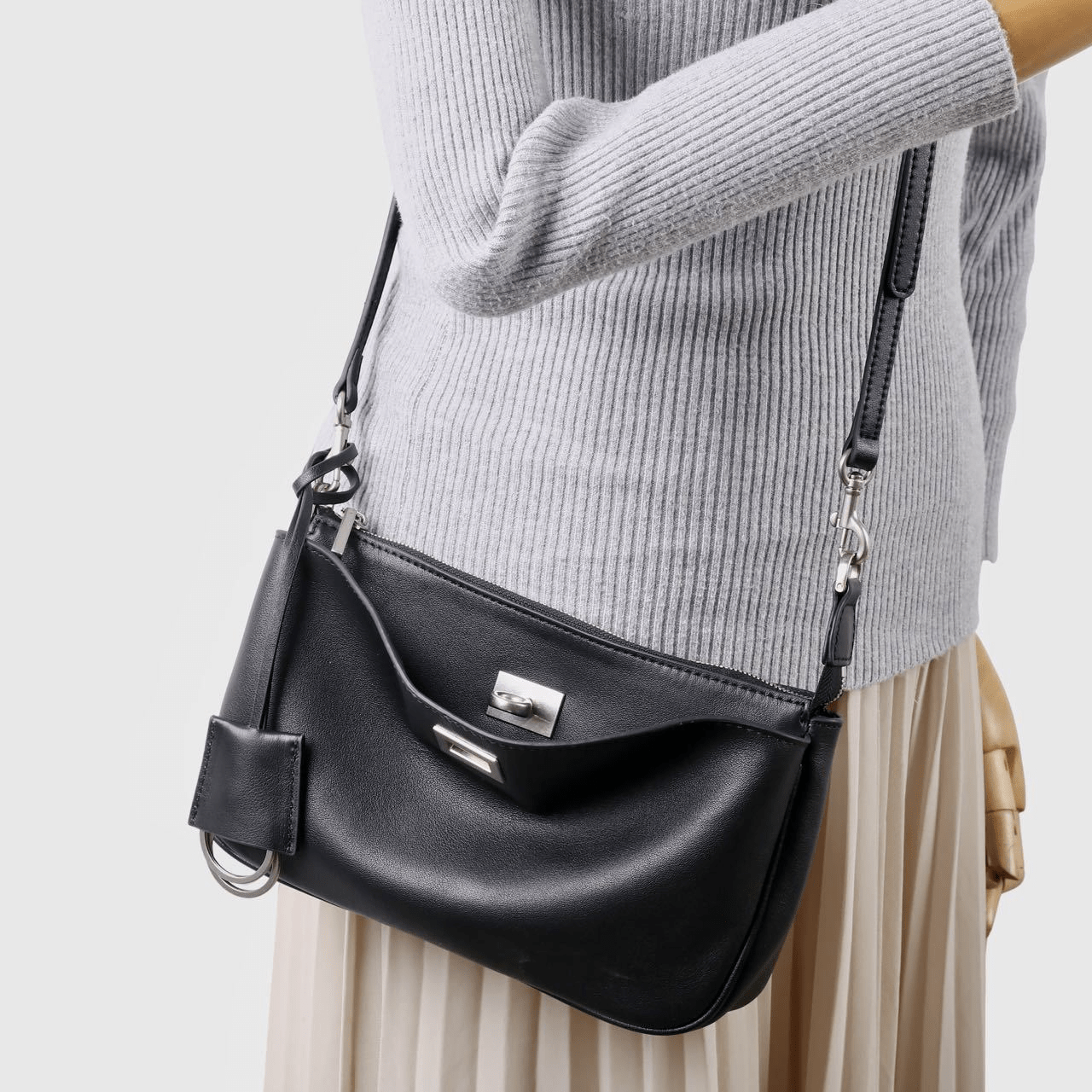 Top - grain cowhide women's hand - held underarm bag - zoraflux