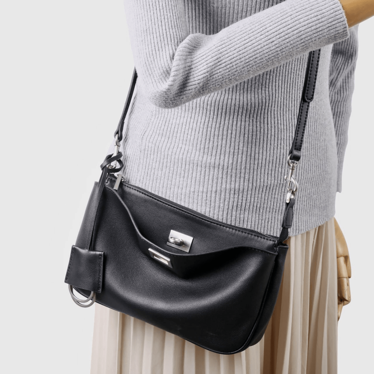 Top - grain cowhide women's hand - held underarm bag - zoraflux