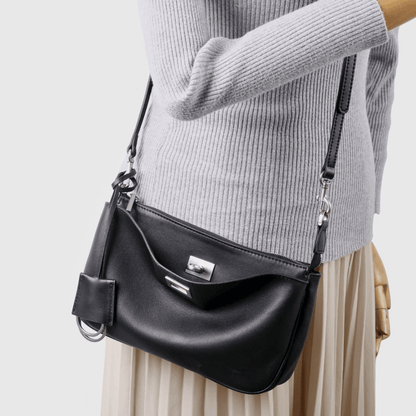 Top - grain cowhide women's hand - held underarm bag - zoraflux