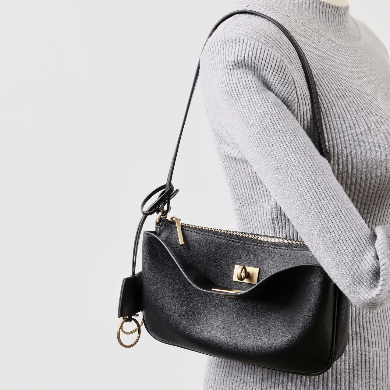 Top - grain cowhide women's hand - held underarm bag - zoraflux