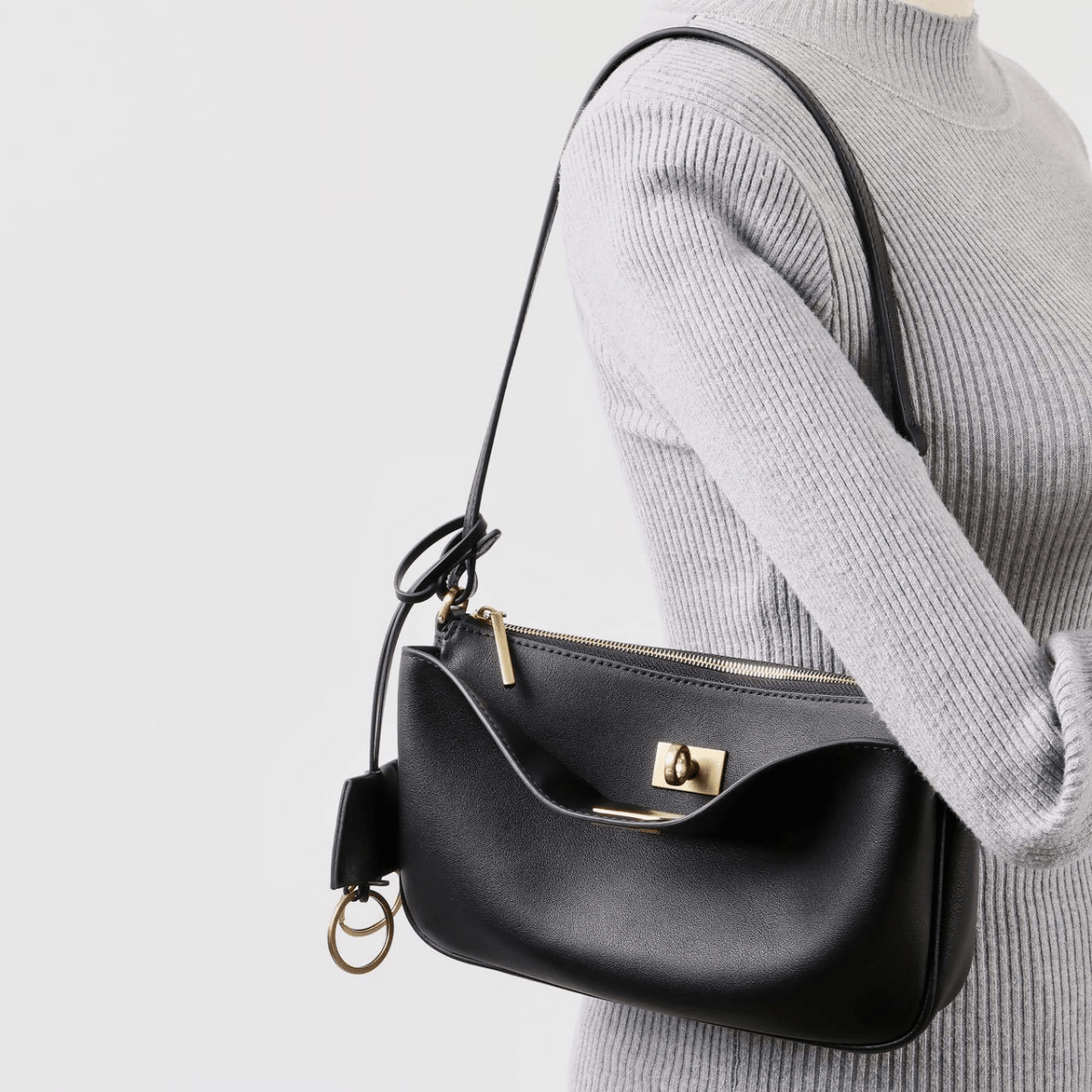 Top - grain cowhide women's hand - held underarm bag - zoraflux