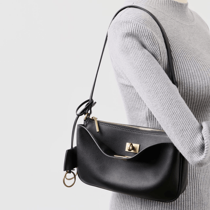 Top - grain cowhide women's hand - held underarm bag - zoraflux