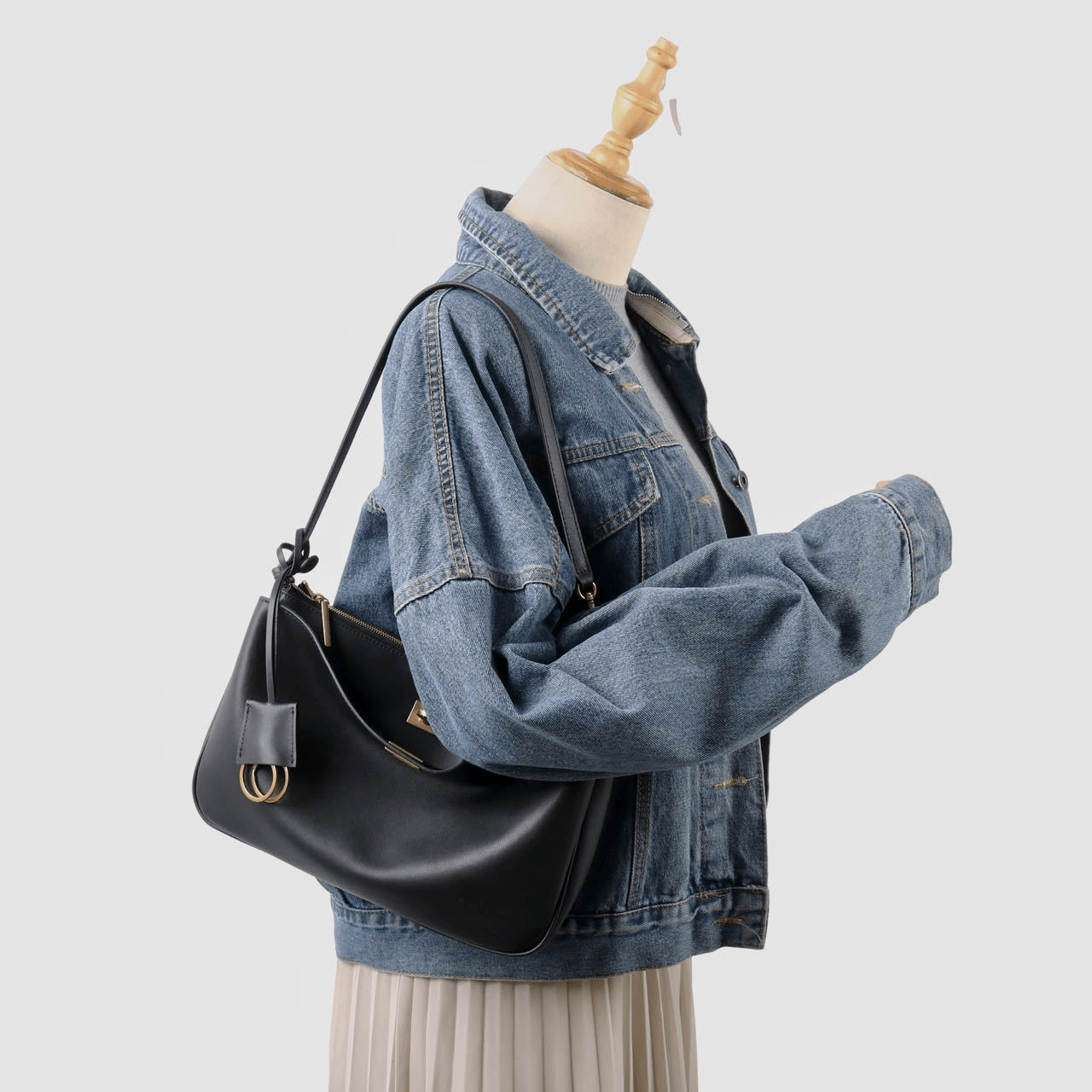 Top - grain cowhide women's hand - held underarm bag - zoraflux