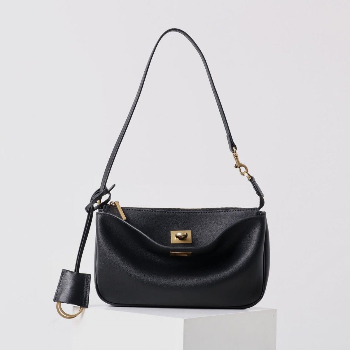 Top - grain cowhide women's hand - held underarm bag - zoraflux