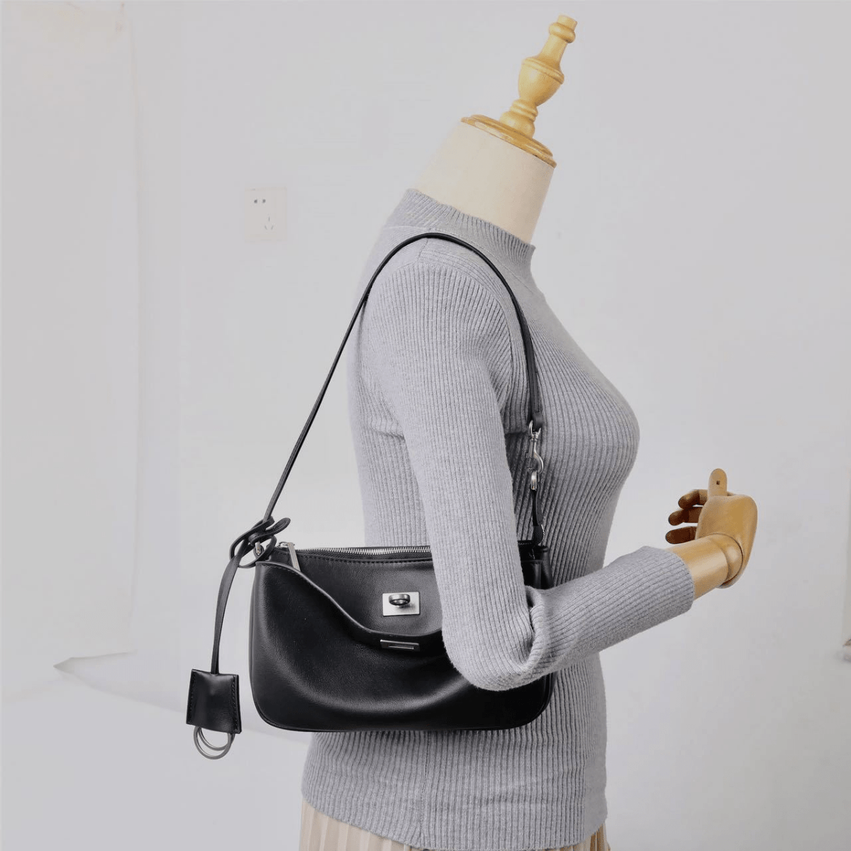 Top - grain cowhide women's hand - held underarm bag - zoraflux