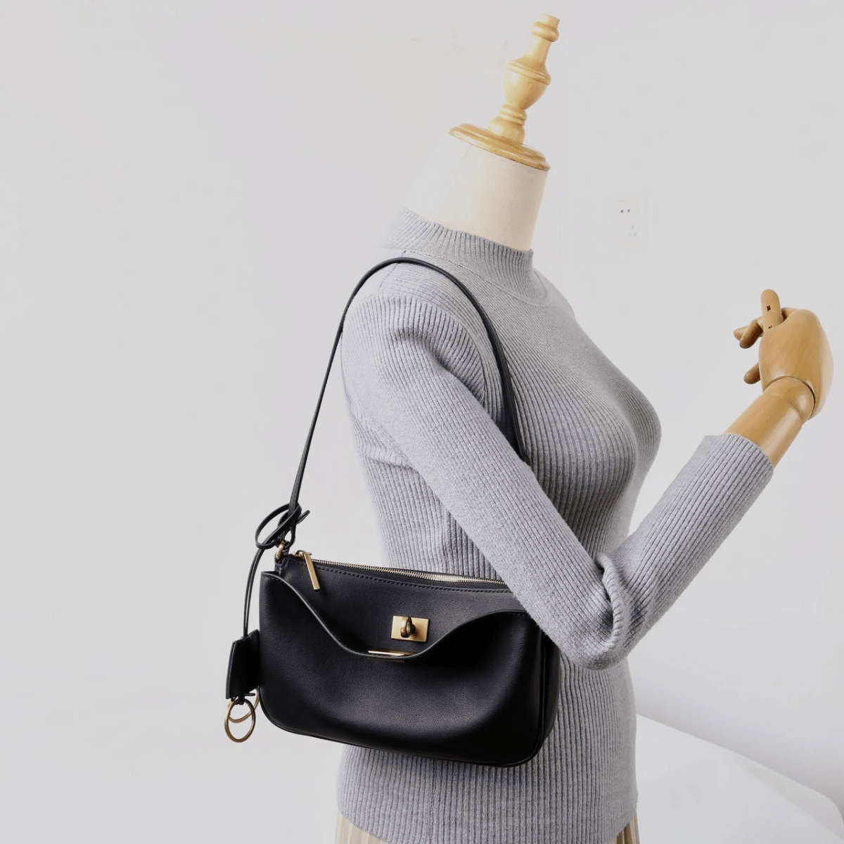 Top - grain cowhide women's hand - held underarm bag - zoraflux