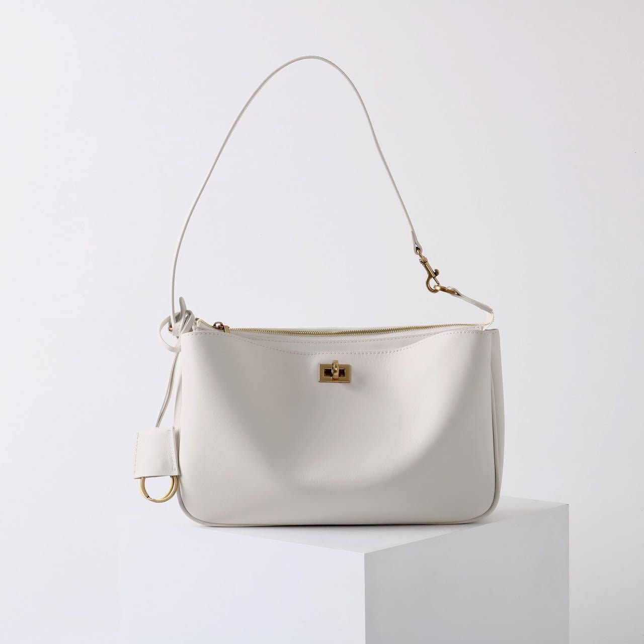 Top - grain cowhide women's hand - held underarm bag - zoraflux