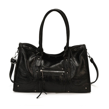 Vintage Rivet PU Leather Tote Bag Large Capacity Shoulder Crossbody Handbag for Women - zoraflux