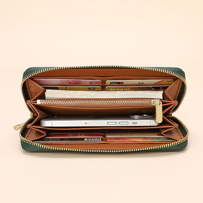 Waxed cowhide zipper purse gift for ladies - zoraflux