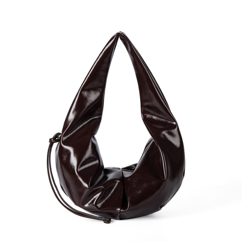 Waxy leather shoulder bag with niche design - zoraflux