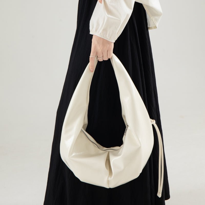 Waxy leather shoulder bag with niche design - zoraflux