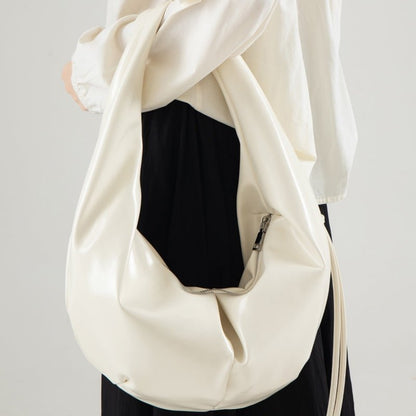 Waxy leather shoulder bag with niche design - zoraflux