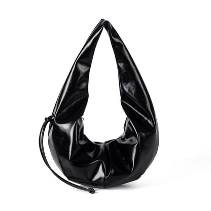 Waxy leather shoulder bag with niche design - zoraflux