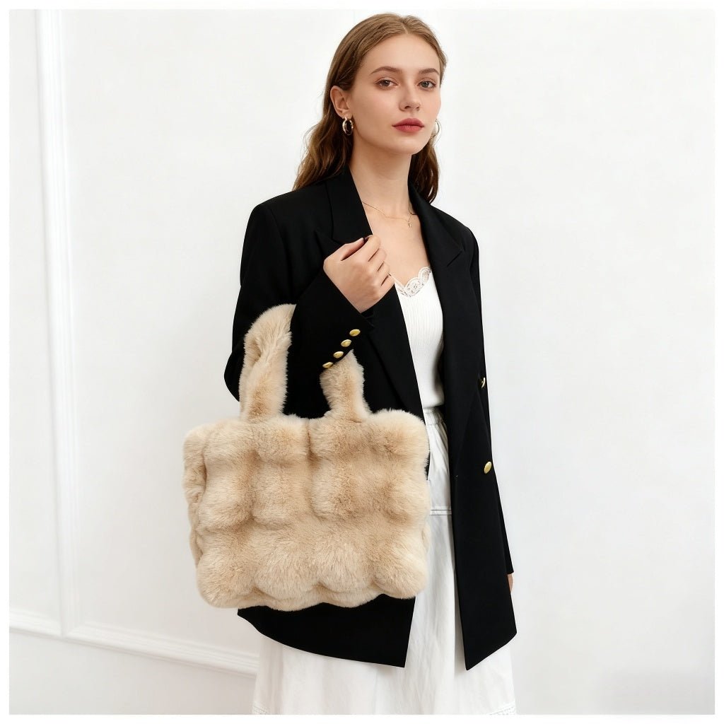 Winter plush warm handbag - zoraflux