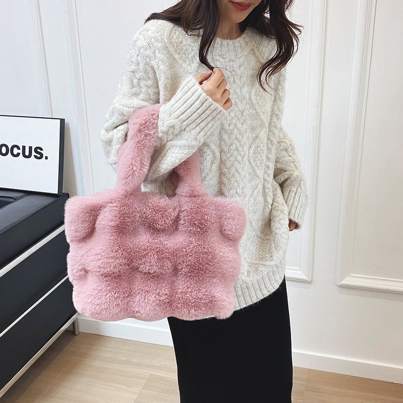 Winter plush warm handbag - zoraflux