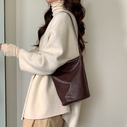 Women vintage vegetable tanned cowhide bucket bag - zoraflux