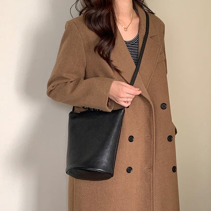 Women vintage vegetable tanned cowhide bucket bag - zoraflux