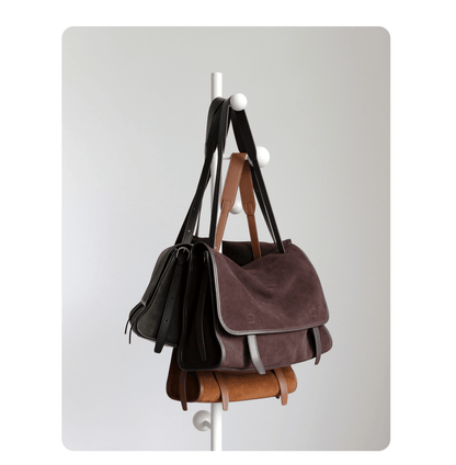 Women's Large Capacity Suede Cowhide Messenger Bag - zoraflux