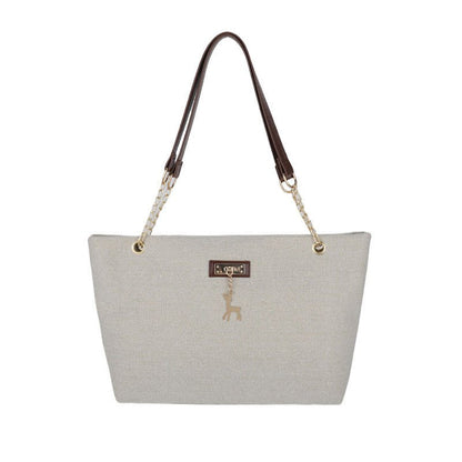 Zoraflux Large Canvas Tote Bag for Women, Casual Chain Shoulder Work Bag - zoraflux