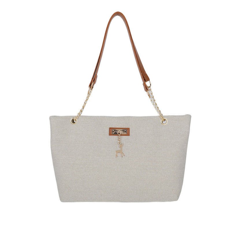 Zoraflux Large Canvas Tote Bag for Women, Casual Chain Shoulder Work Bag - zoraflux