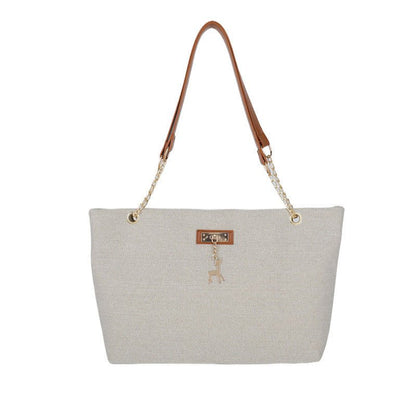 Zoraflux Large Canvas Tote Bag for Women, Casual Chain Shoulder Work Bag - zoraflux