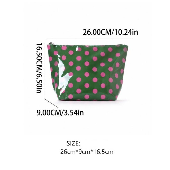 Zoraflux Polka Dot Gloss Tote Bag Set Large Waterproof Handbag with Makeup Bag - zoraflux