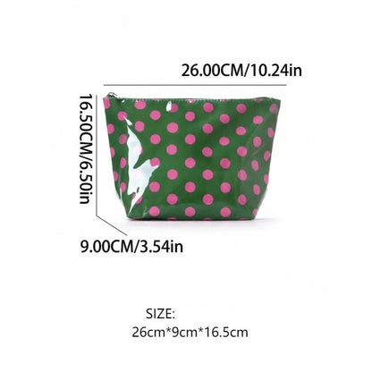 Zoraflux Polka Dot Gloss Tote Bag Set Large Waterproof Handbag with Makeup Bag - zoraflux