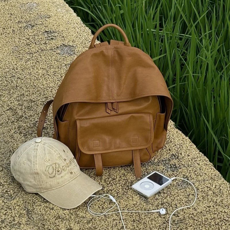 Zoraflux Soft Sheepskin Vintage Flap Backpack - zoraflux