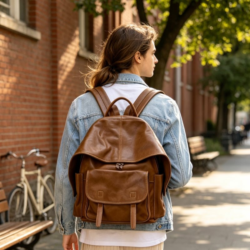 Zoraflux Soft Sheepskin Vintage Flap Backpack - zoraflux