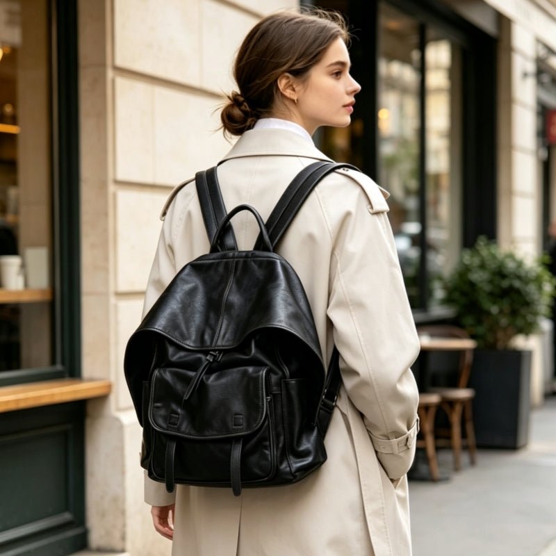 Zoraflux Soft Sheepskin Vintage Flap Backpack - zoraflux