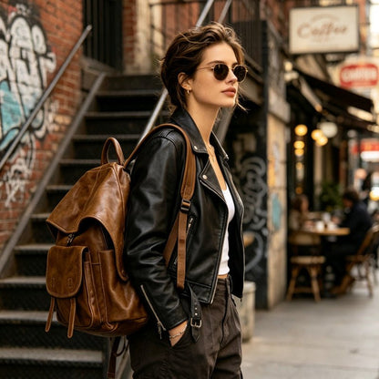 Zoraflux Soft Sheepskin Vintage Flap Backpack - zoraflux