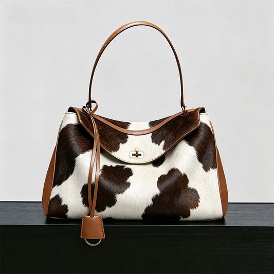Zoraflux Women Cow Print Shoulder Tote Bag Large Capacity - zoraflux