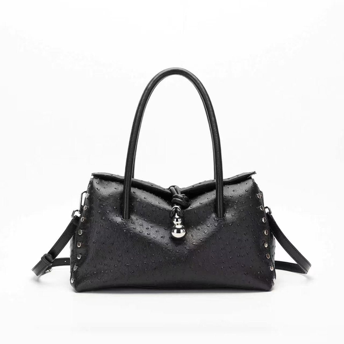 Zoraflux Women Retro Rivet Handbag Knotted Pendant Crossbody Shoulder Bag - zoraflux
