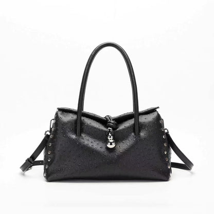 Zoraflux Women Retro Rivet Handbag Knotted Pendant Crossbody Shoulder Bag - zoraflux