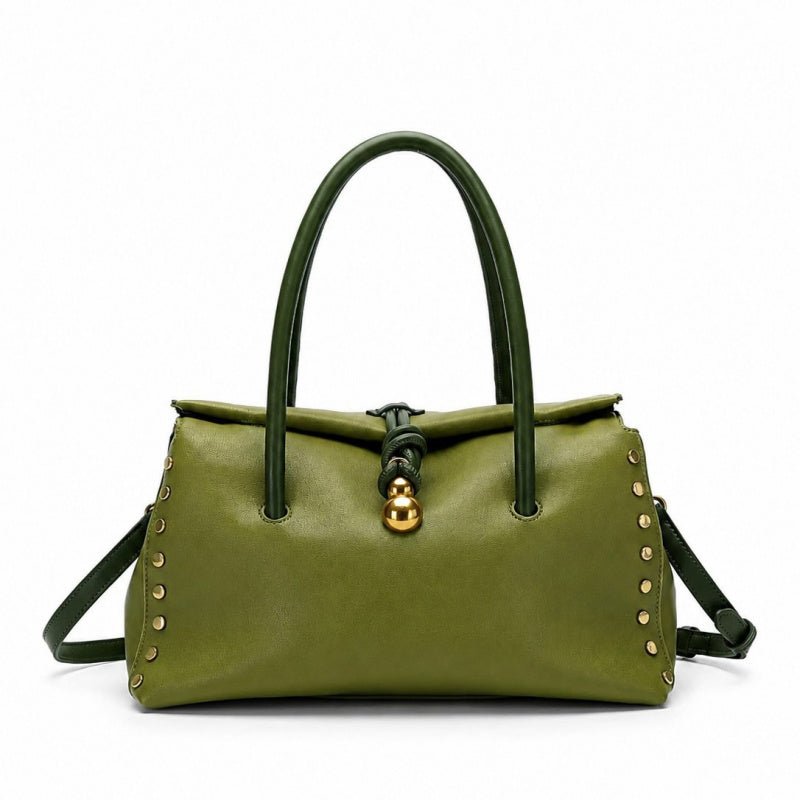 Zoraflux Women Retro Rivet Handbag Knotted Pendant Crossbody Shoulder Bag - zoraflux