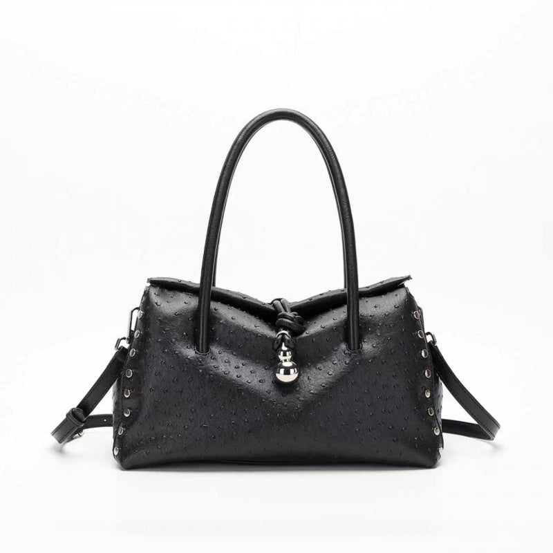 Zoraflux Women Retro Rivet Handbag Knotted Pendant Crossbody Shoulder Bag - zoraflux