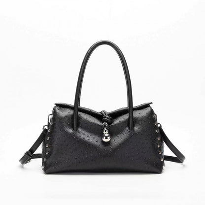 Zoraflux Women Retro Rivet Handbag Knotted Pendant Crossbody Shoulder Bag - zoraflux