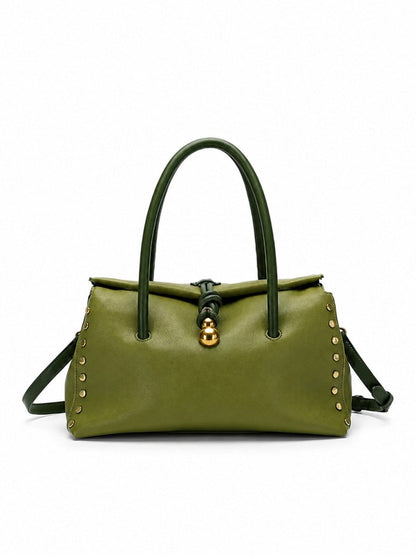 Zoraflux Women Retro Rivet Handbag Knotted Pendant Crossbody Shoulder Bag - zoraflux